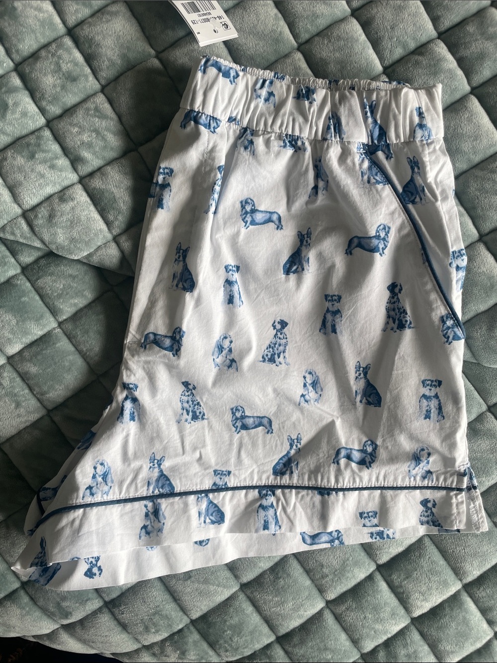 Abercrombie & Fitch White Pajama Shorts with Blue Dog Print